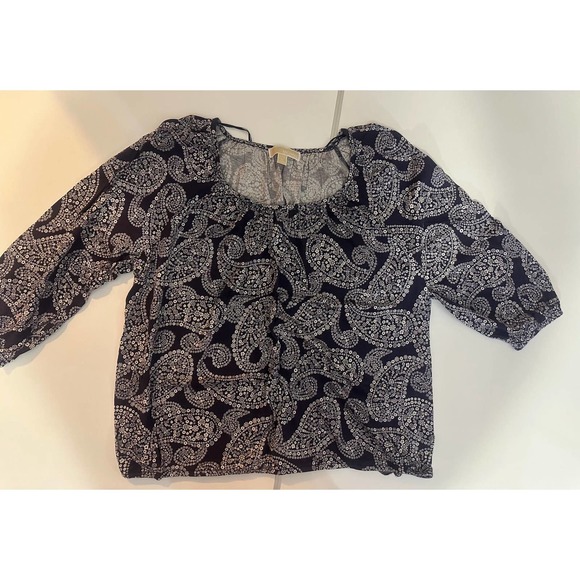 Michael Kors Tops - NWOT Michael Kors blue white paisley floral blouse XL